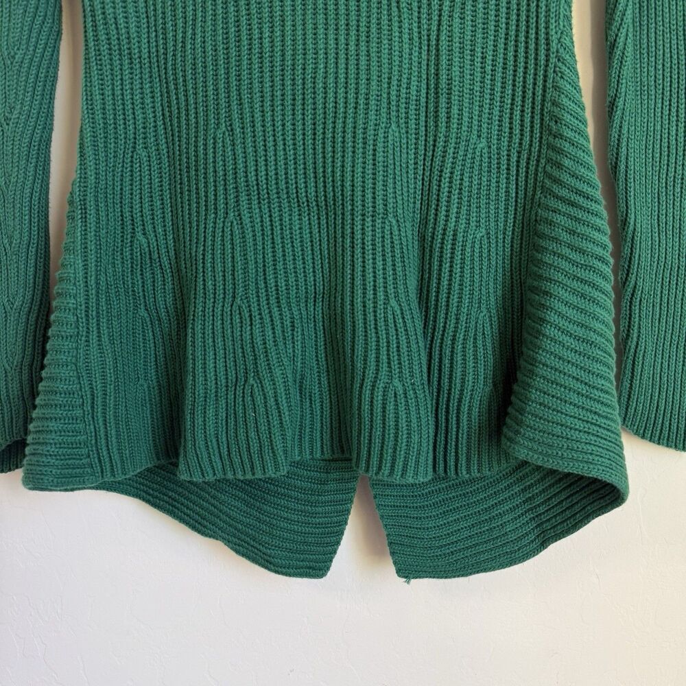 Lauren Ralph Lauren Green Cotton Knit Shawl Cardigan Medium Classy Preppy Money - Picture 10 of 11